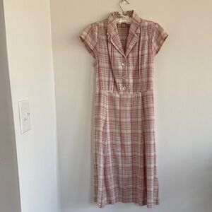 April Cornell Springtime Check Porch Dress in Rose Sage